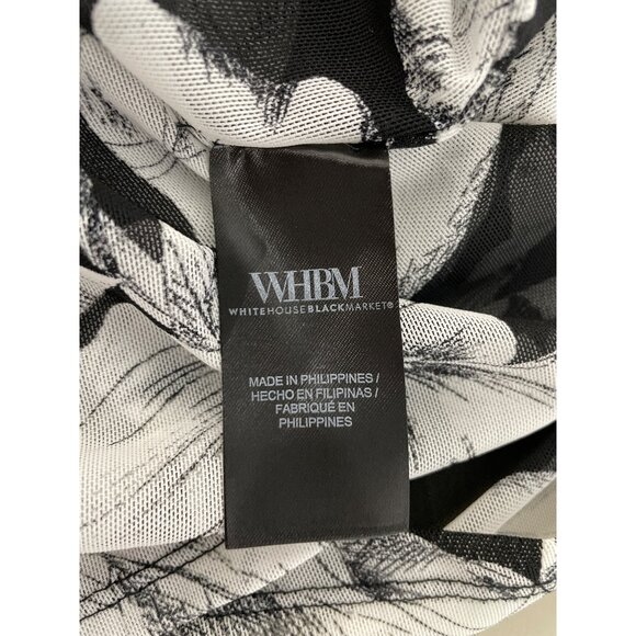 White House Black Market Blouse Size Small Floral Black White Ruffle Mesh Boho - Picture 4 of 9